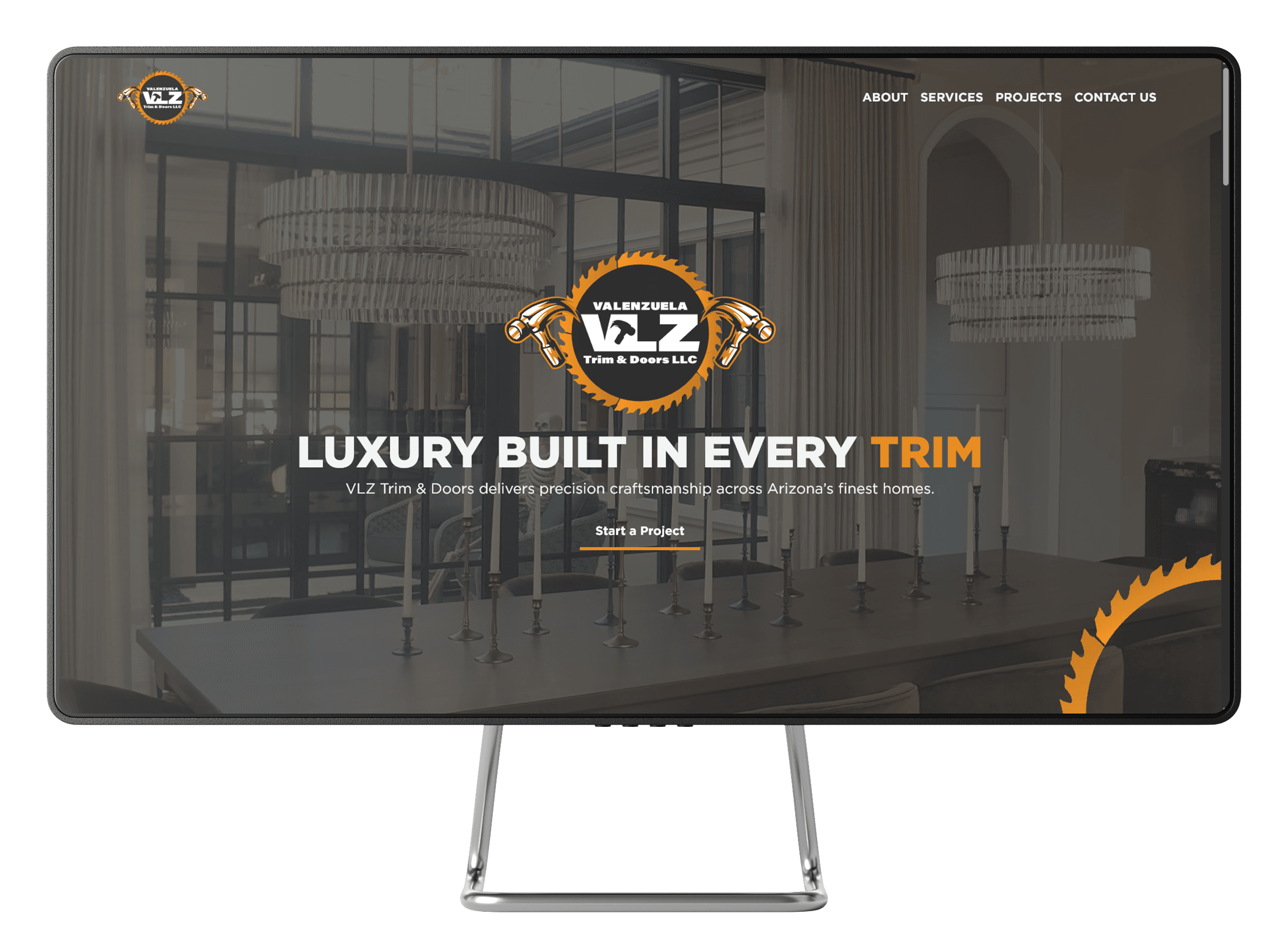 VLZ Trim and Doors desktop website mockup