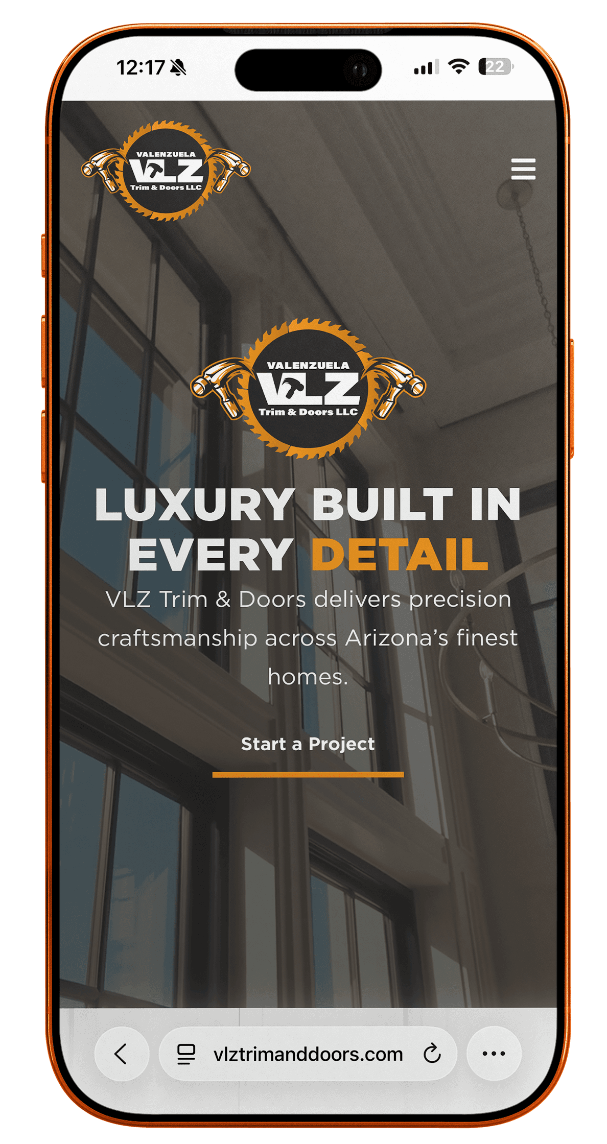 VLZ Trim and Doors mobile website mockup