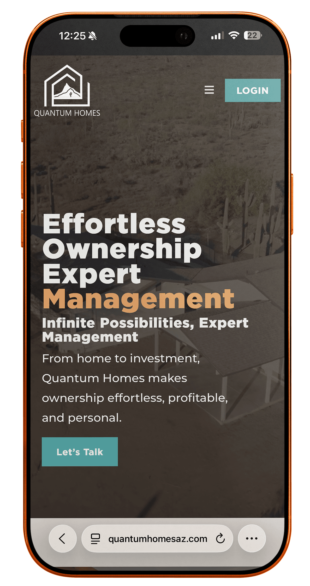 Quantum Homes mobile website mockup