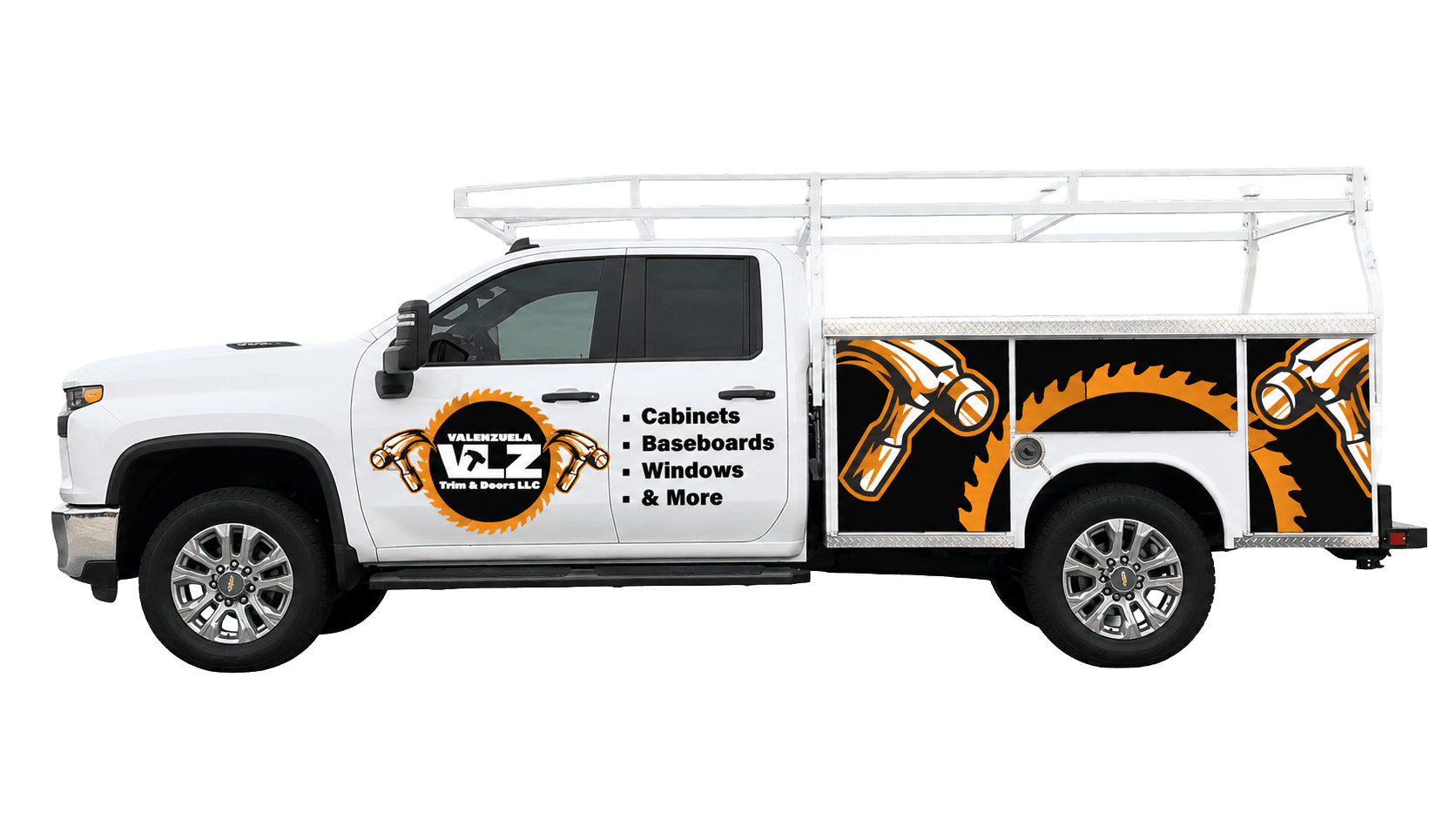VLZ Trim & Doors service truck finished in a full Valiantis-designed vehicle wrap