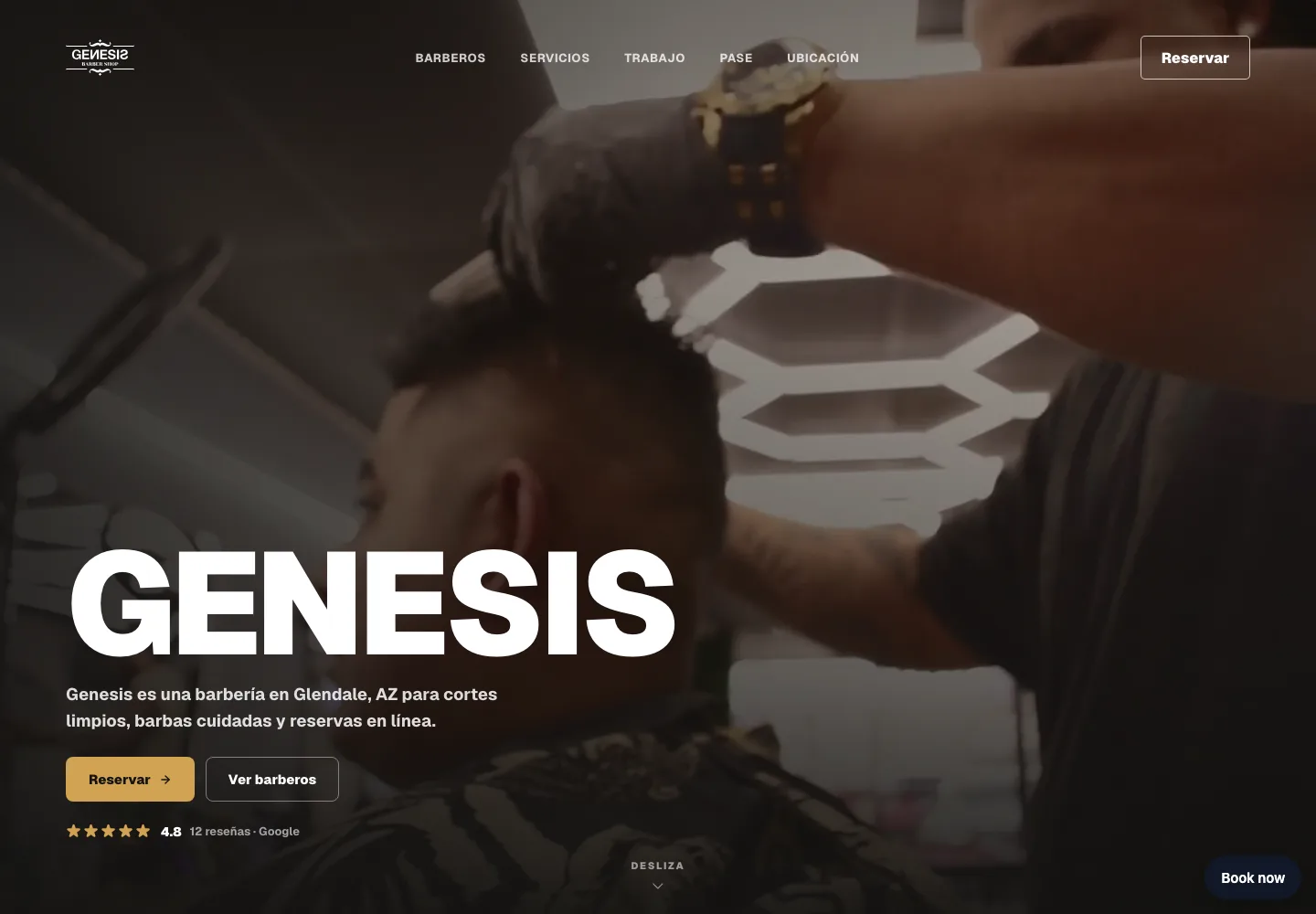 Genesis Barbershop desktop and mobile website screenshot
