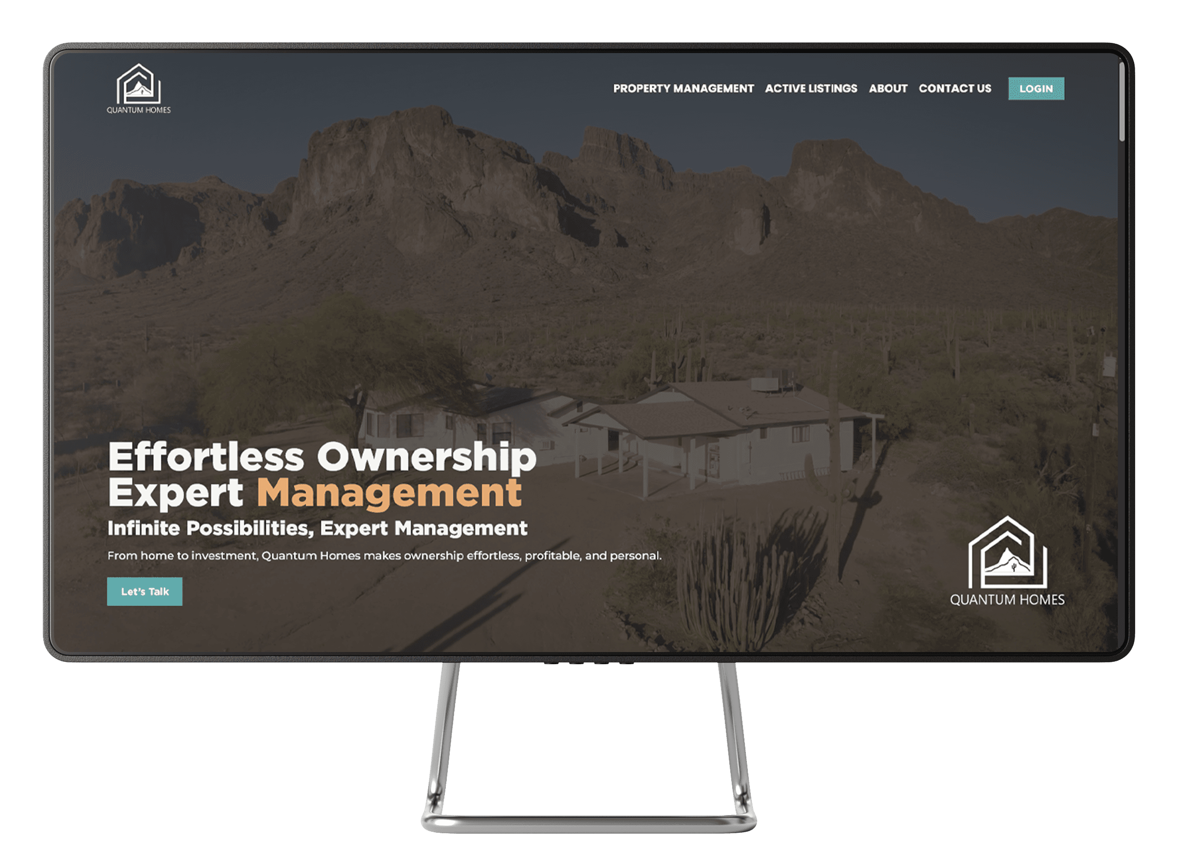 Quantum Homes desktop and mobile website mockup